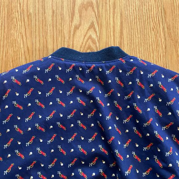 Vera Bradley Vintage Reversible Blue Green Golf Bomber Jacket Womens Large - Picture 10 of 16